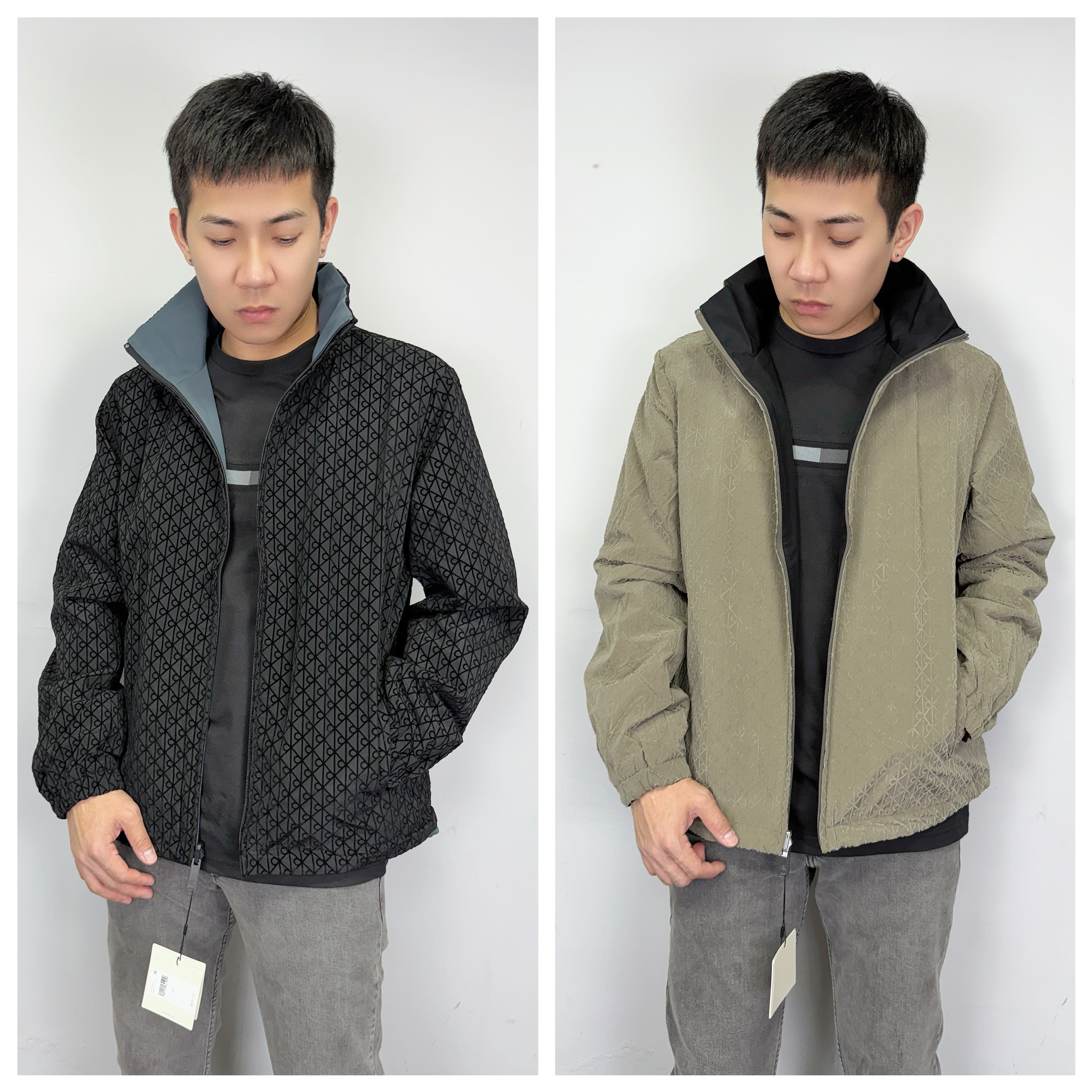 Calvin Klein CK 滿版字母 雙面穿 立領外套