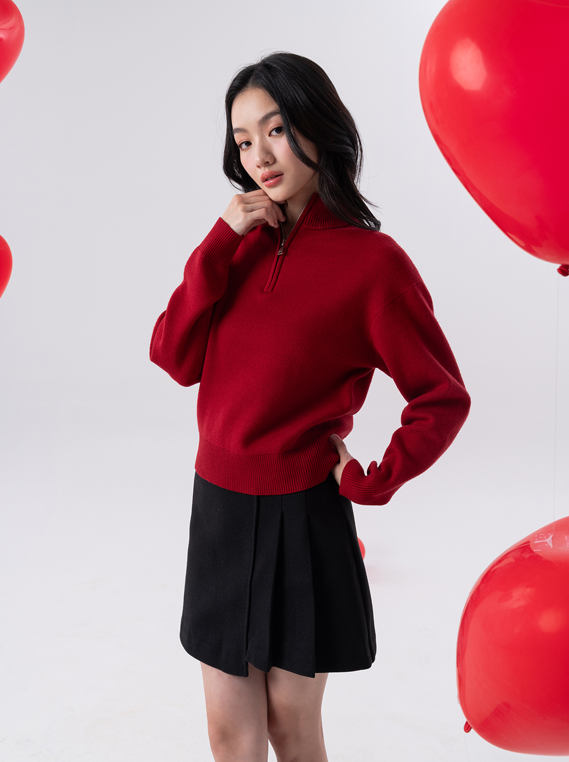 【期間限定】立領半拉鍊針織衫