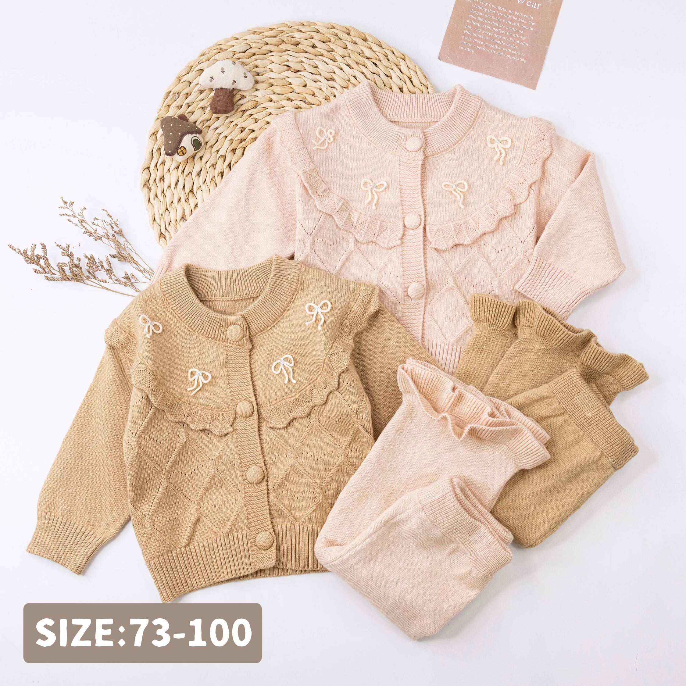 【H56239】氣質立體蝴蝶結針織套裝＊二色