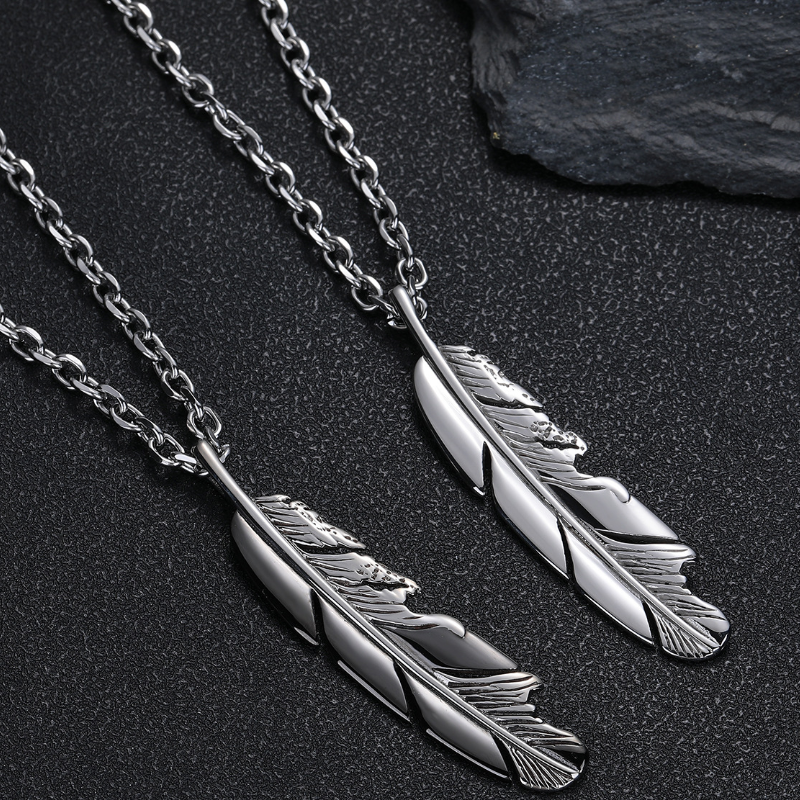 歐美稀有款式破碎羽毛鈦鋼項鍊