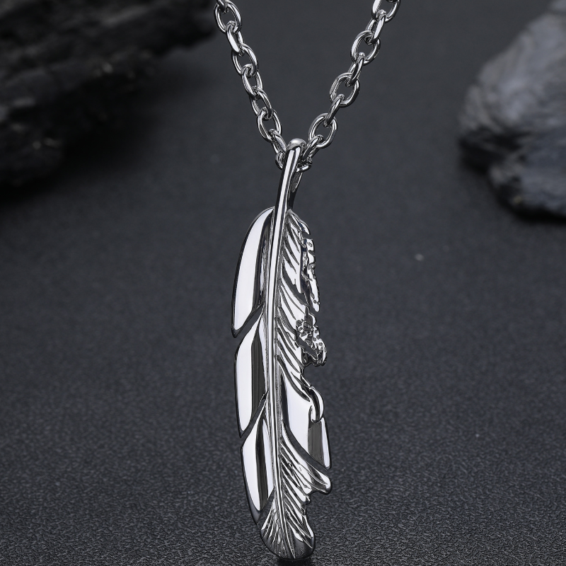 歐美稀有款式破碎羽毛鈦鋼項鍊