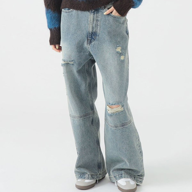 B:Ming by Beams Distressed Denim Pants