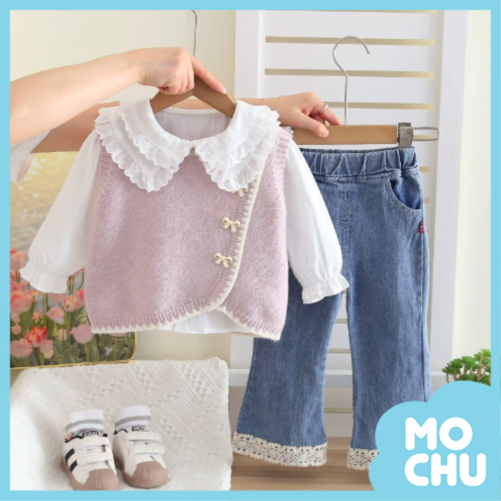 荷葉領針織背心套裝(二色)