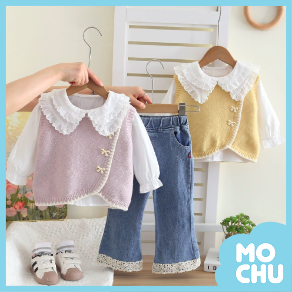 荷葉領針織背心套裝(二色)