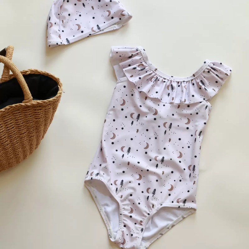 泳裝系列🏖️月亮小樹連身泳衣附泳帽(80)