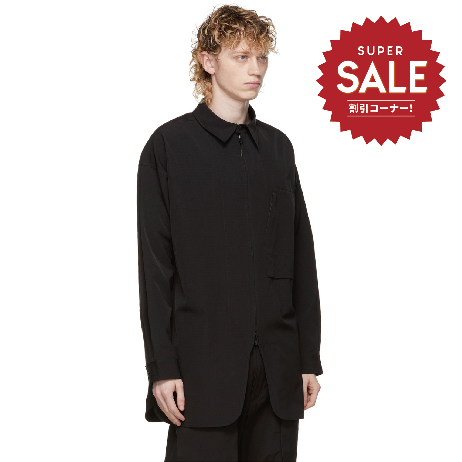 【 Y-3 M CL RIPST SHRT 落肩長袖襯衫 - 黑 】