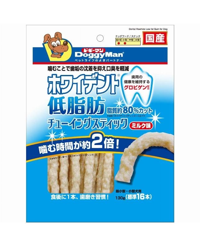 Doggyman 狗小食 低脂咀嚼潔齒棒 ．牛奶味130g