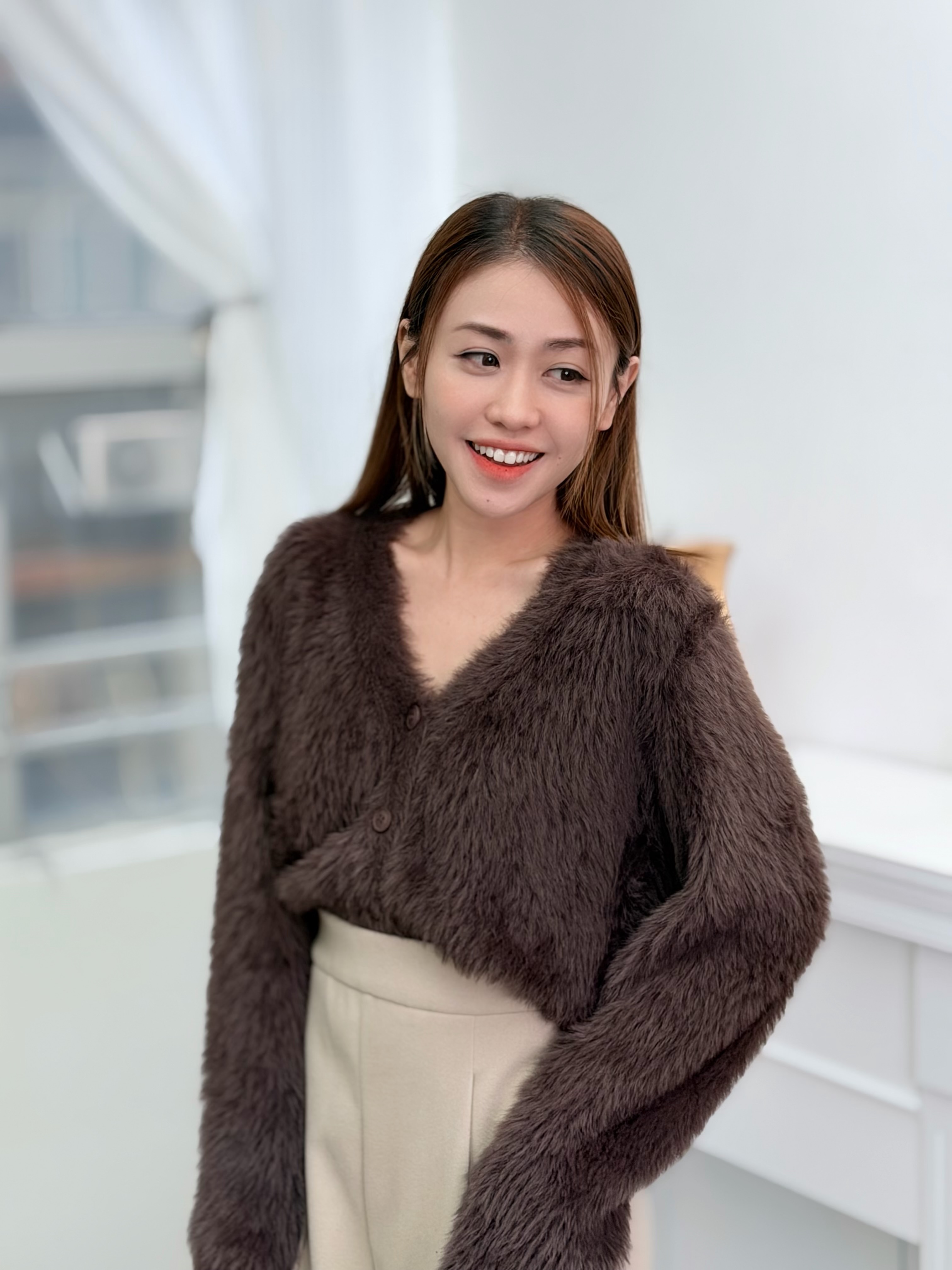 H1022🤎柔軟仿水貂毛外套