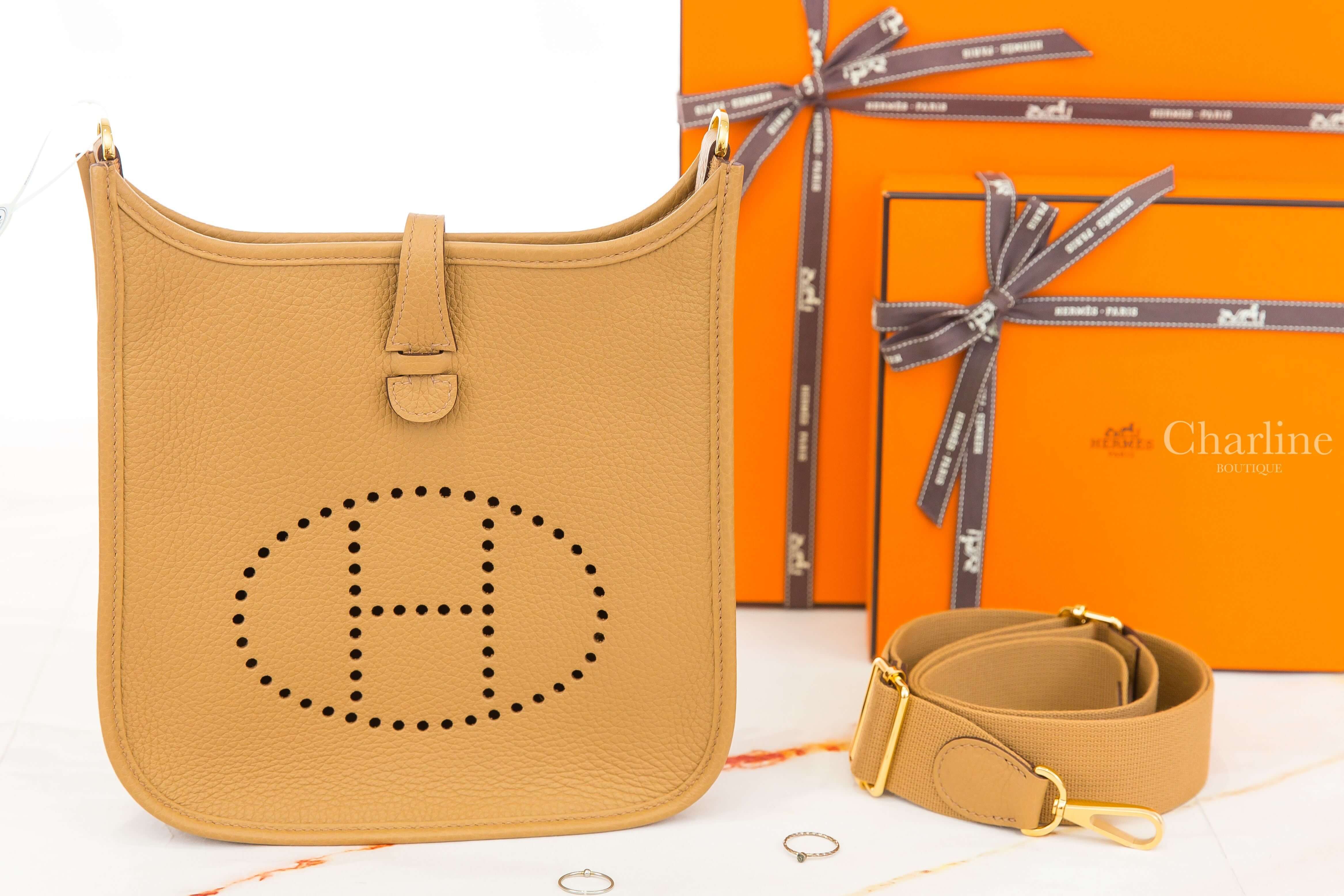 Hermès Evelyne 23cm Poche III Bag 4B Biscuit Taurillon Clemence 餅乾色金釦簍空洞洞肩背包