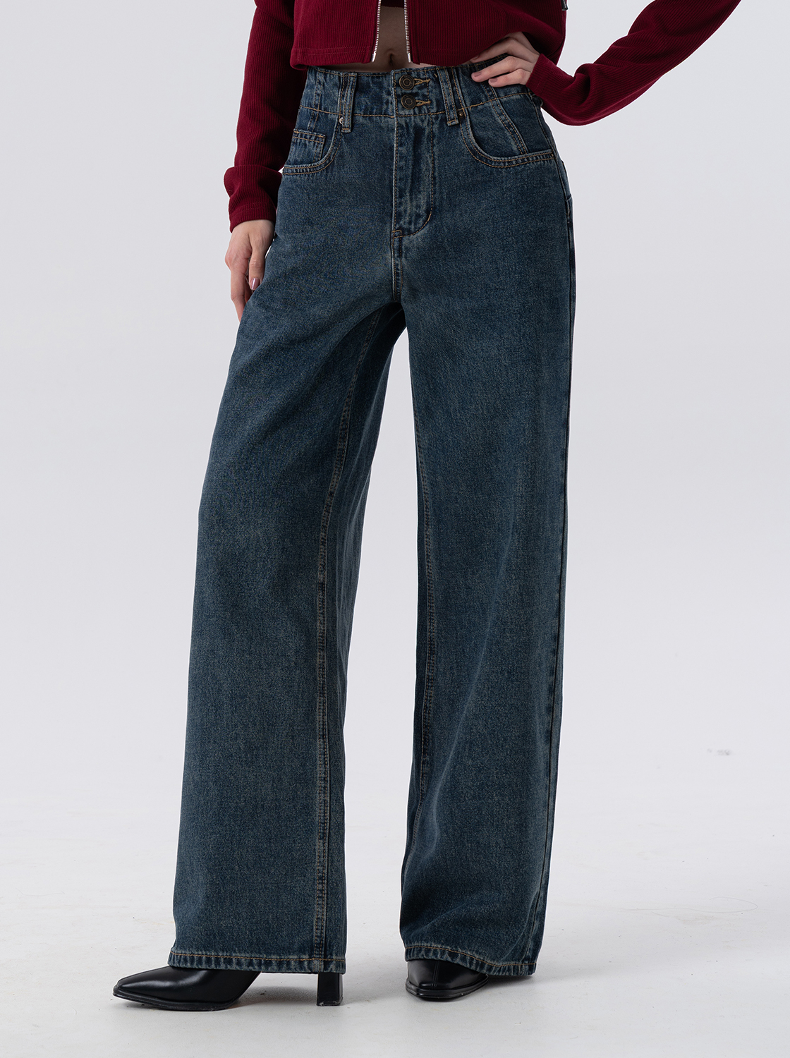 【2件1499】完美腰線翹臀寬褲