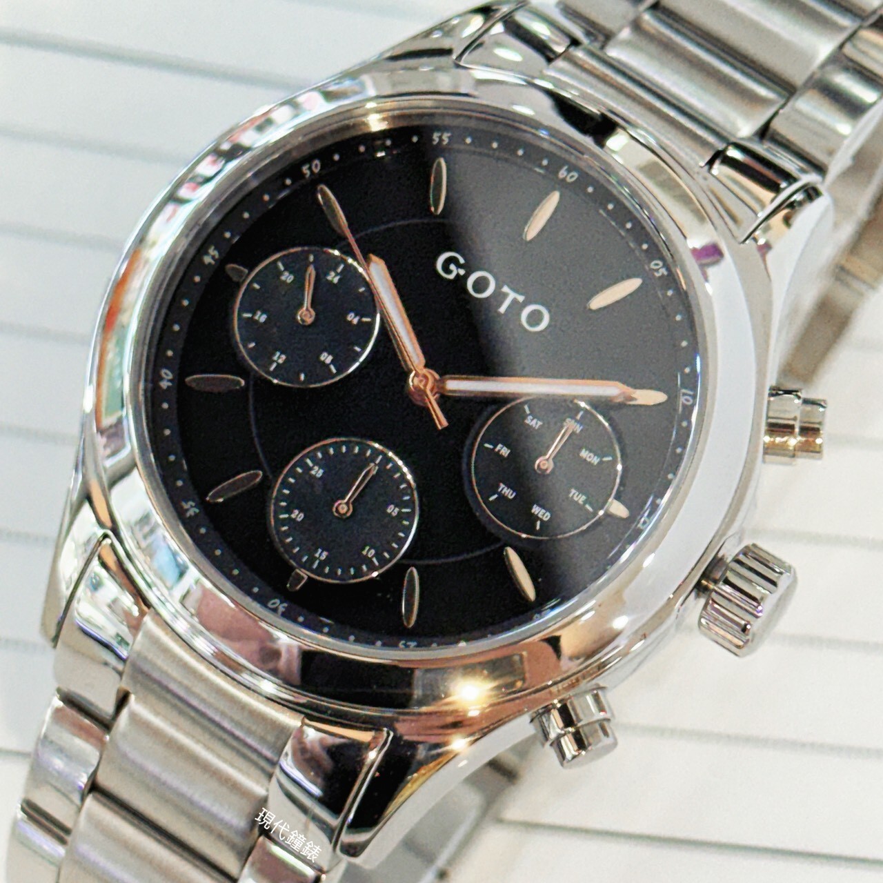 【GOTO】冷冽三眼鋼帶腕錶GS1396M-2S-341 38mm 現代鐘錶