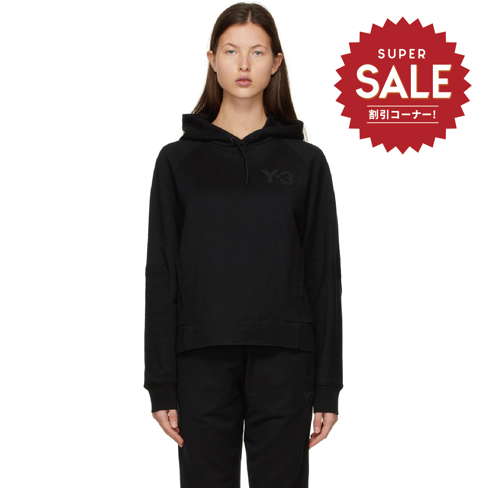 【 Y-3 W CL LC HOODIE 胸前 LOGO 帽TEE - 黑 】