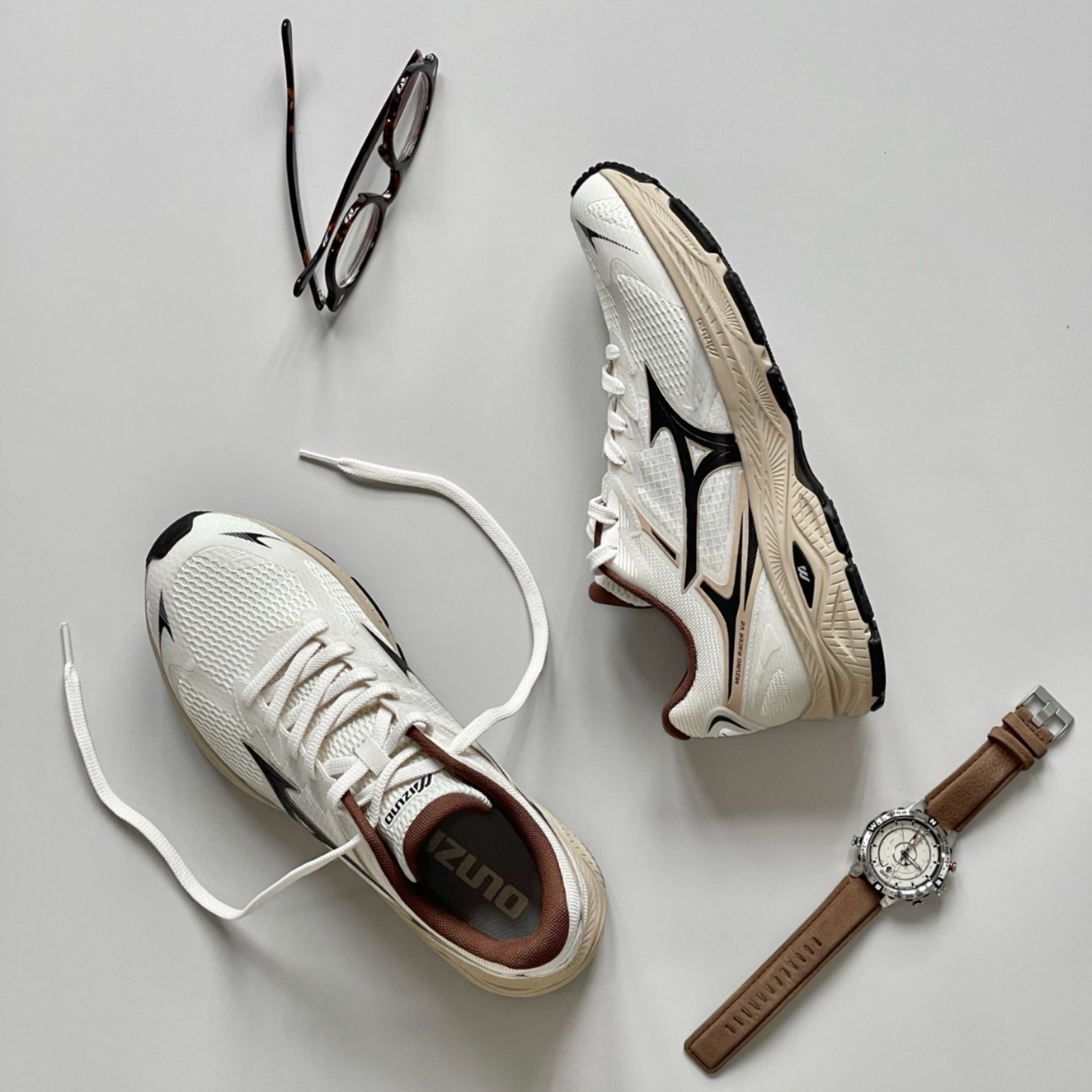 NICEDAY 代購 Mizuno Racer S 奶油白 奶油 棕 白 米白 復古 奶油底 D1GH250608