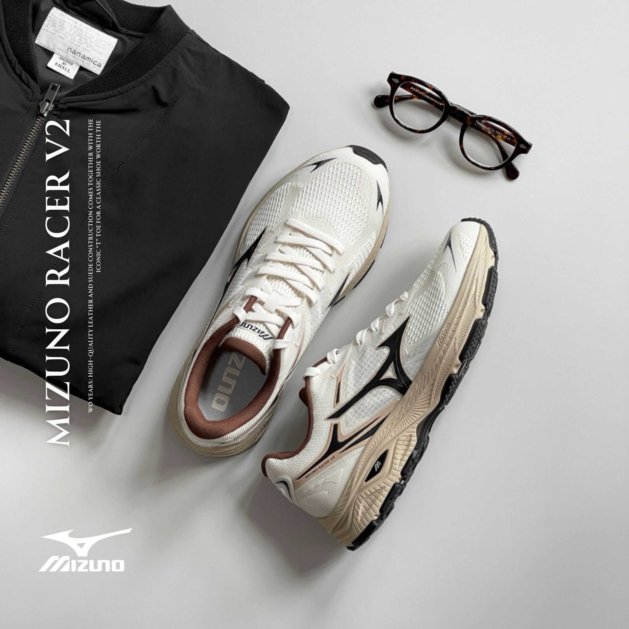 NICEDAY 代購 Mizuno Racer S 奶油白 奶油 棕 白 米白 復古 奶油底 D1GH250608
