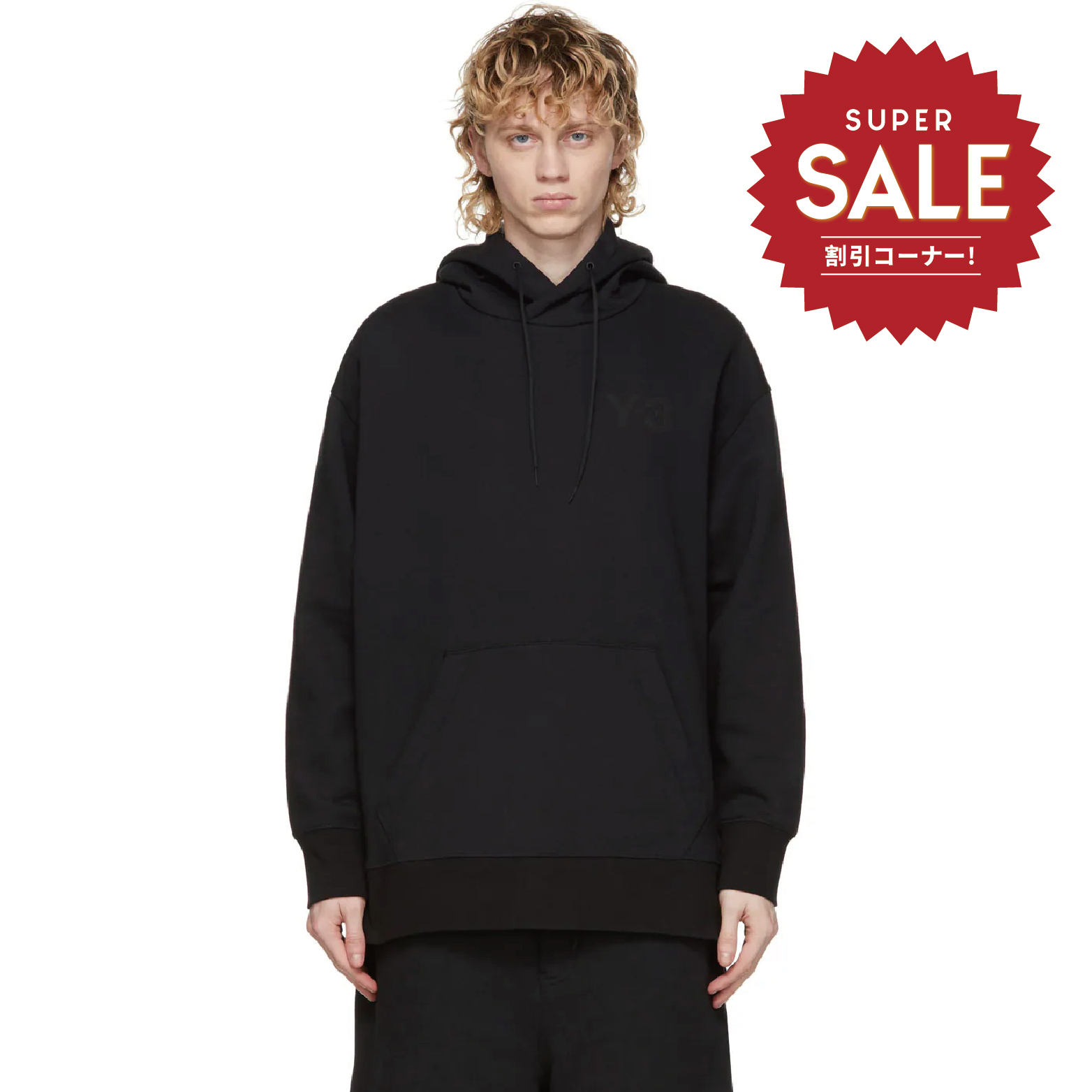 【 Y-3 M CL LC HOODIE 胸前LOGO帽TEE - 黑 】