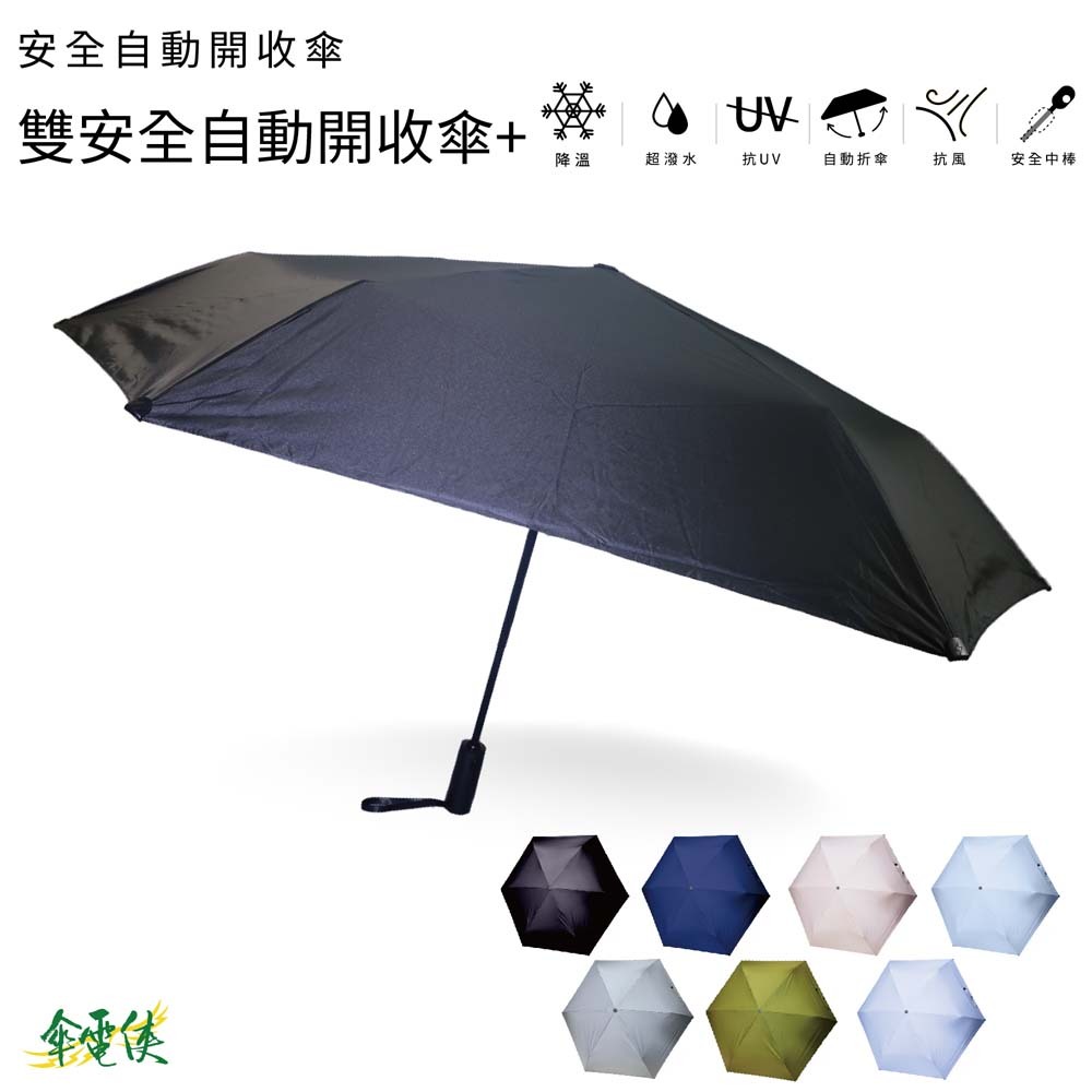 【傘電俠】25吋 不傷人寬扁傘珠 雙安全自動開收傘 01-650018