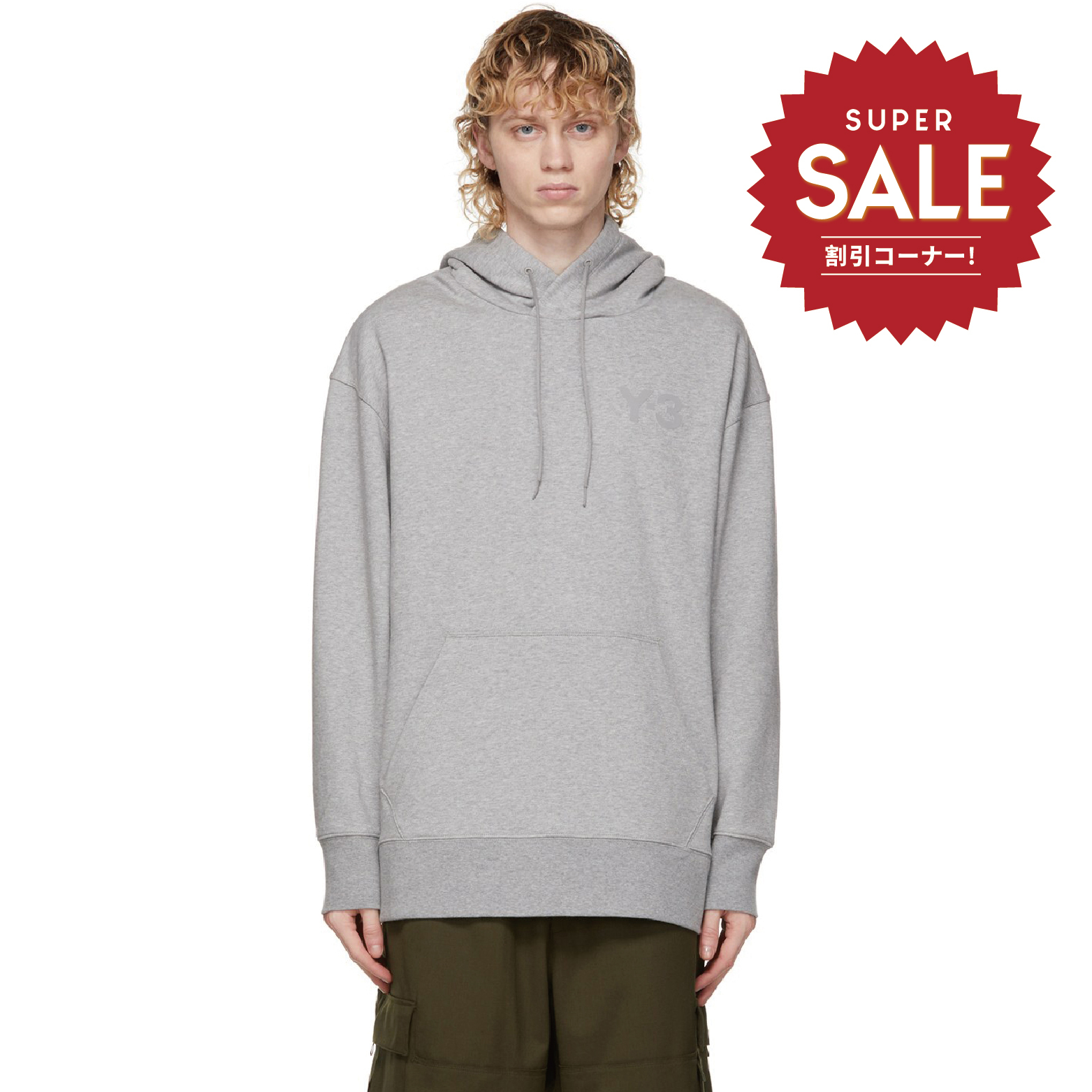 【 Y-3 M CL LC HOODIE 胸前LOGO帽TEE - 灰 】