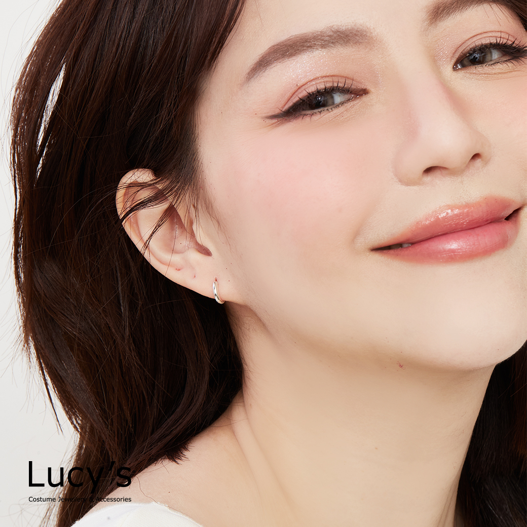 925純銀 極簡小圈 易扣耳環 (74777)