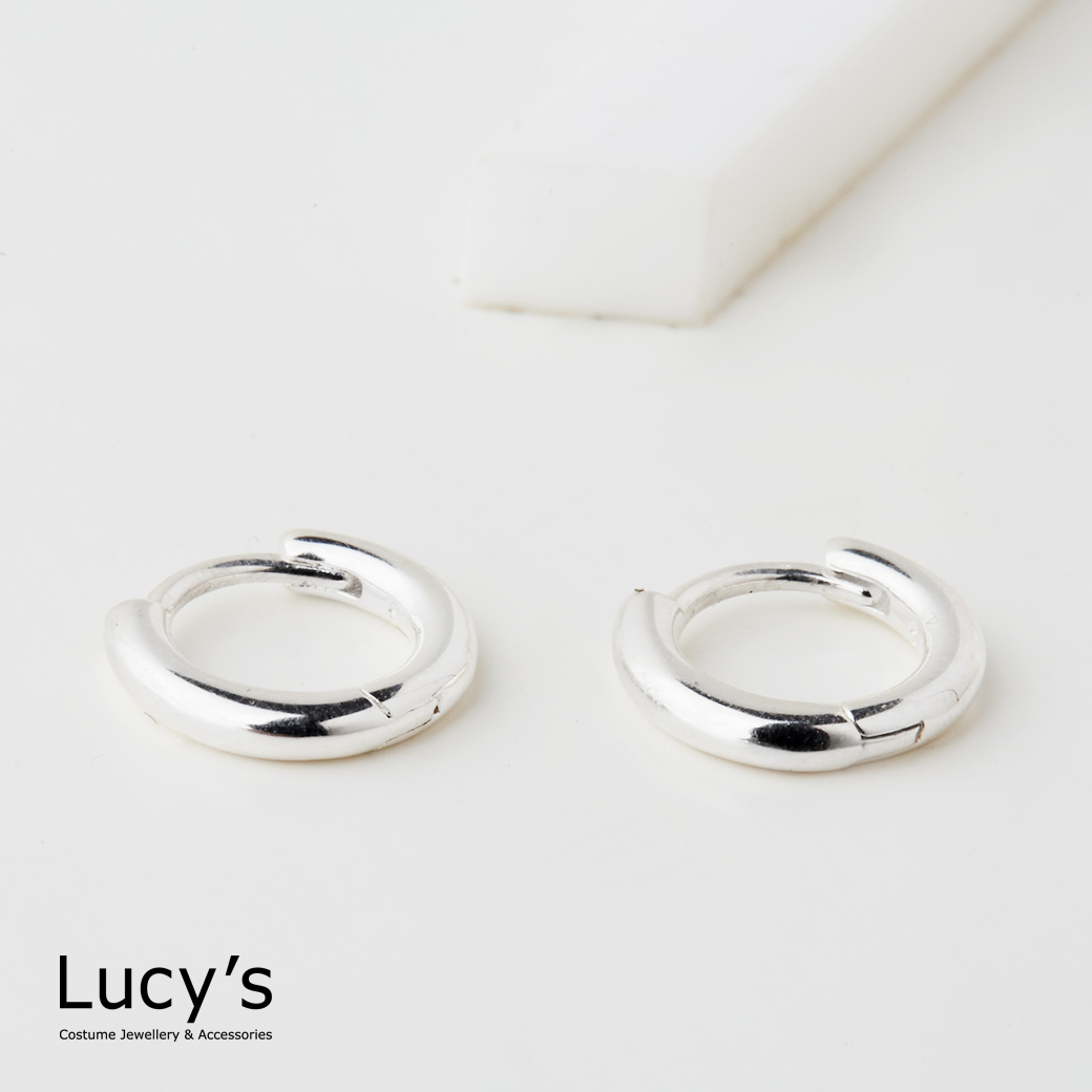 925純銀 極簡小圈 易扣耳環 (74777)