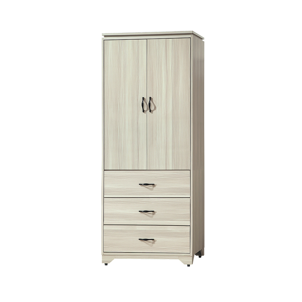 柏蒂家居-赫爾2.7尺二門三抽衣櫃/衣櫥