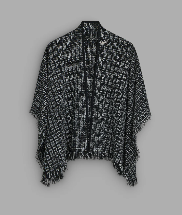 [S] KARL LAGERFELD BLACK L5WC8197-BLK SPARKLE TWEED SHAWL, 198913932560 (SKL1510)