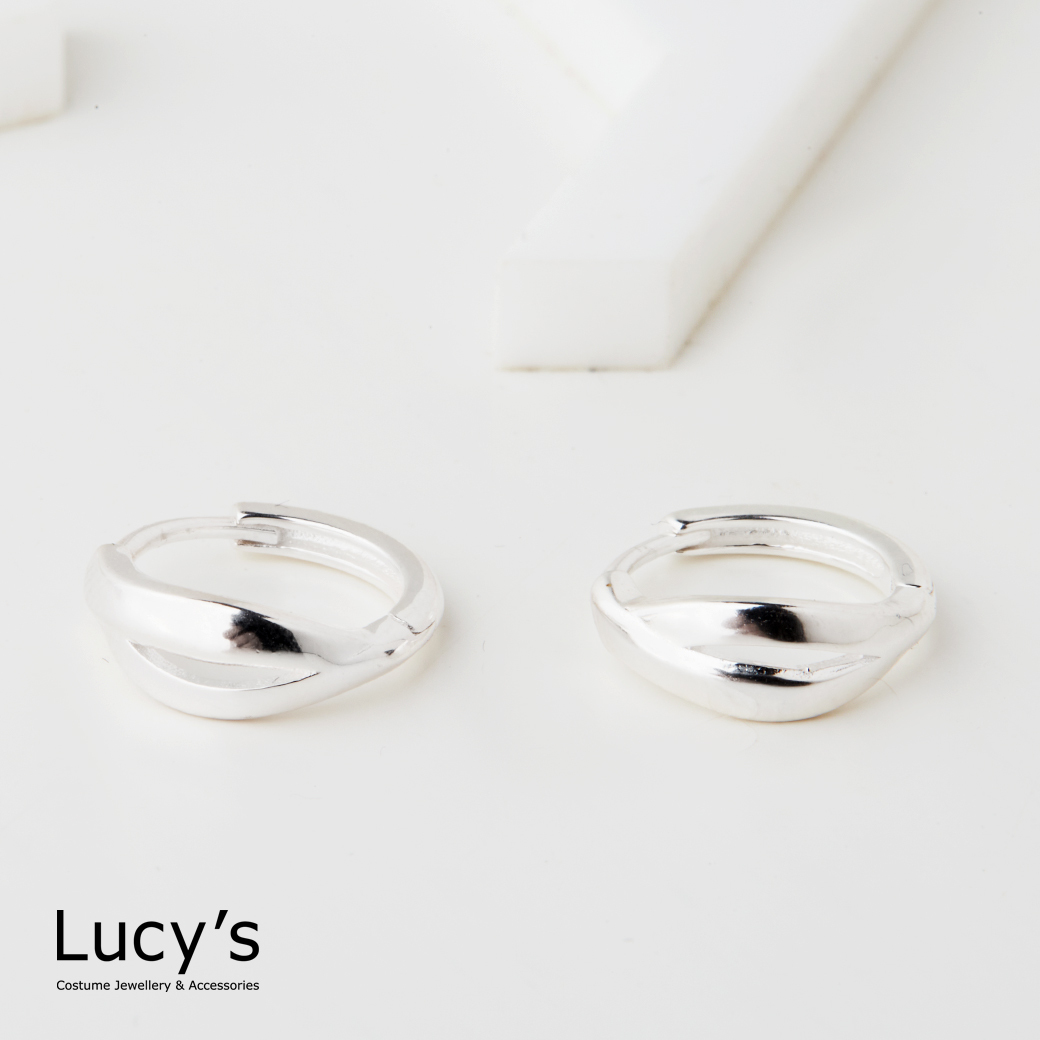 925純銀 交錯 易扣耳環 (122539)