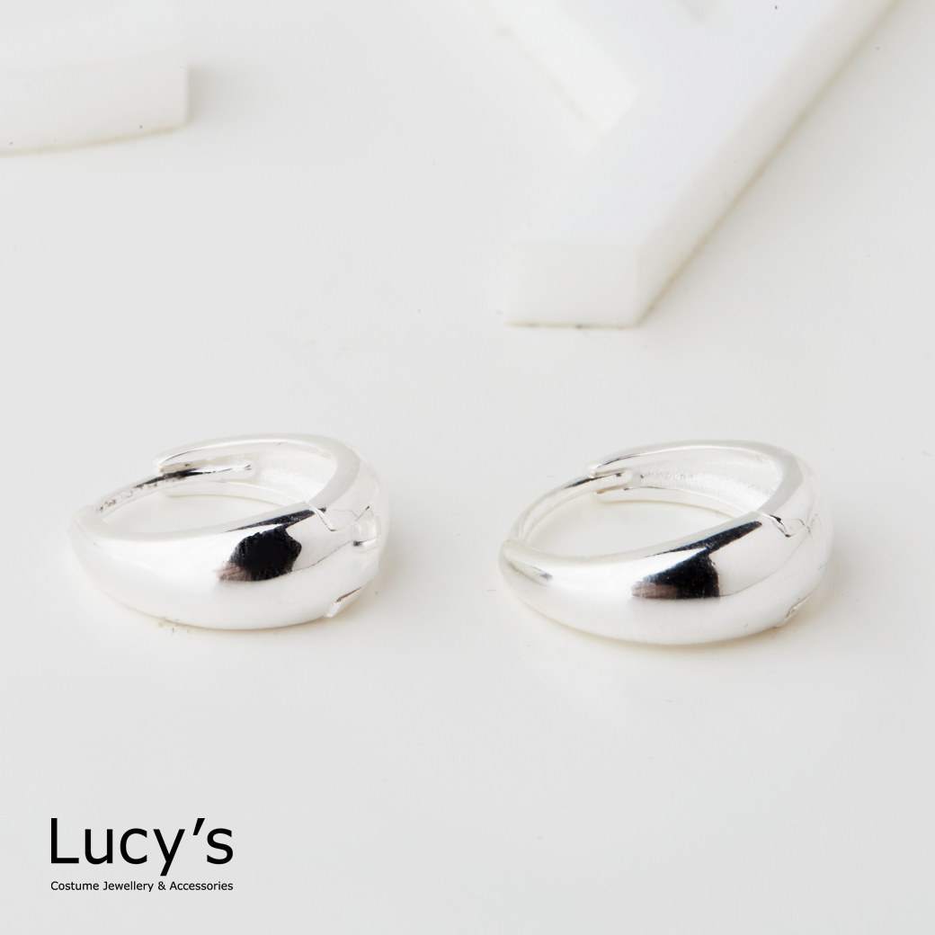 925純銀 水滴月牙(大) 易扣耳環 (126901)