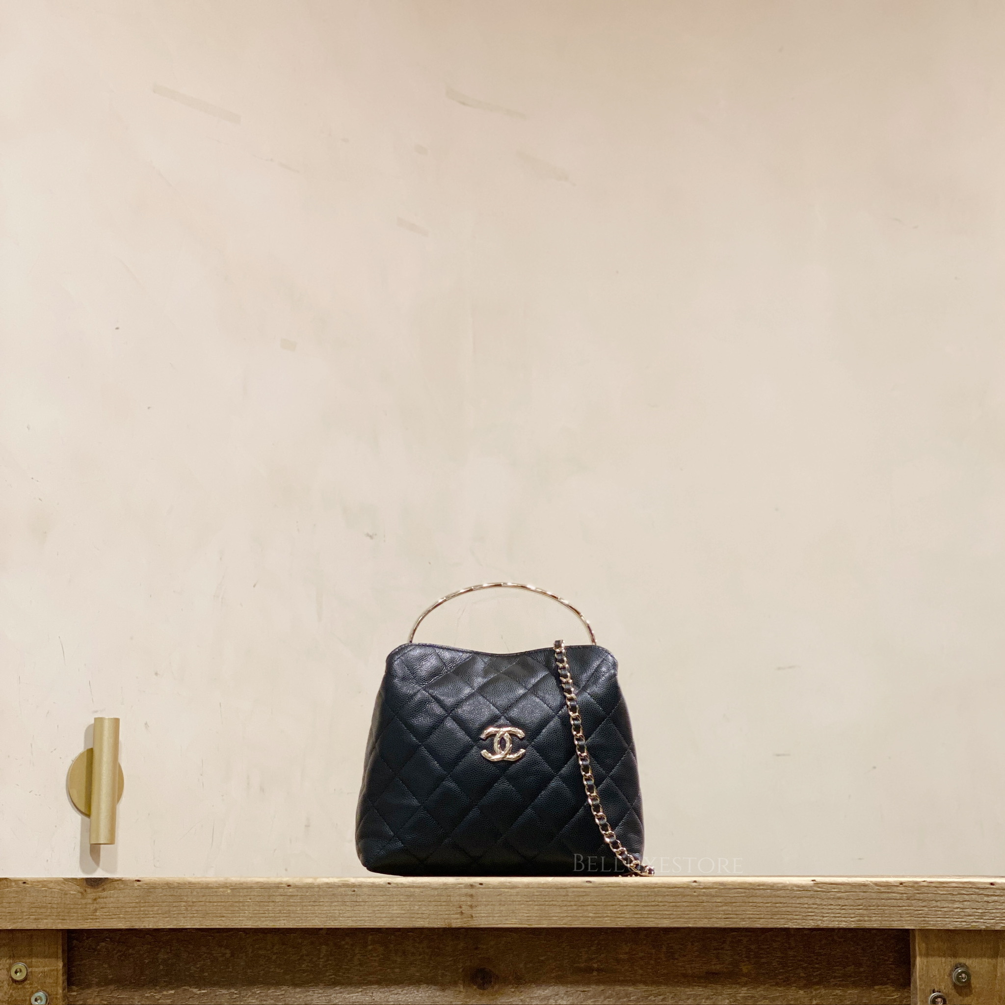 [Pre-owned] Chanel 25S hobo with handle caviar Black...