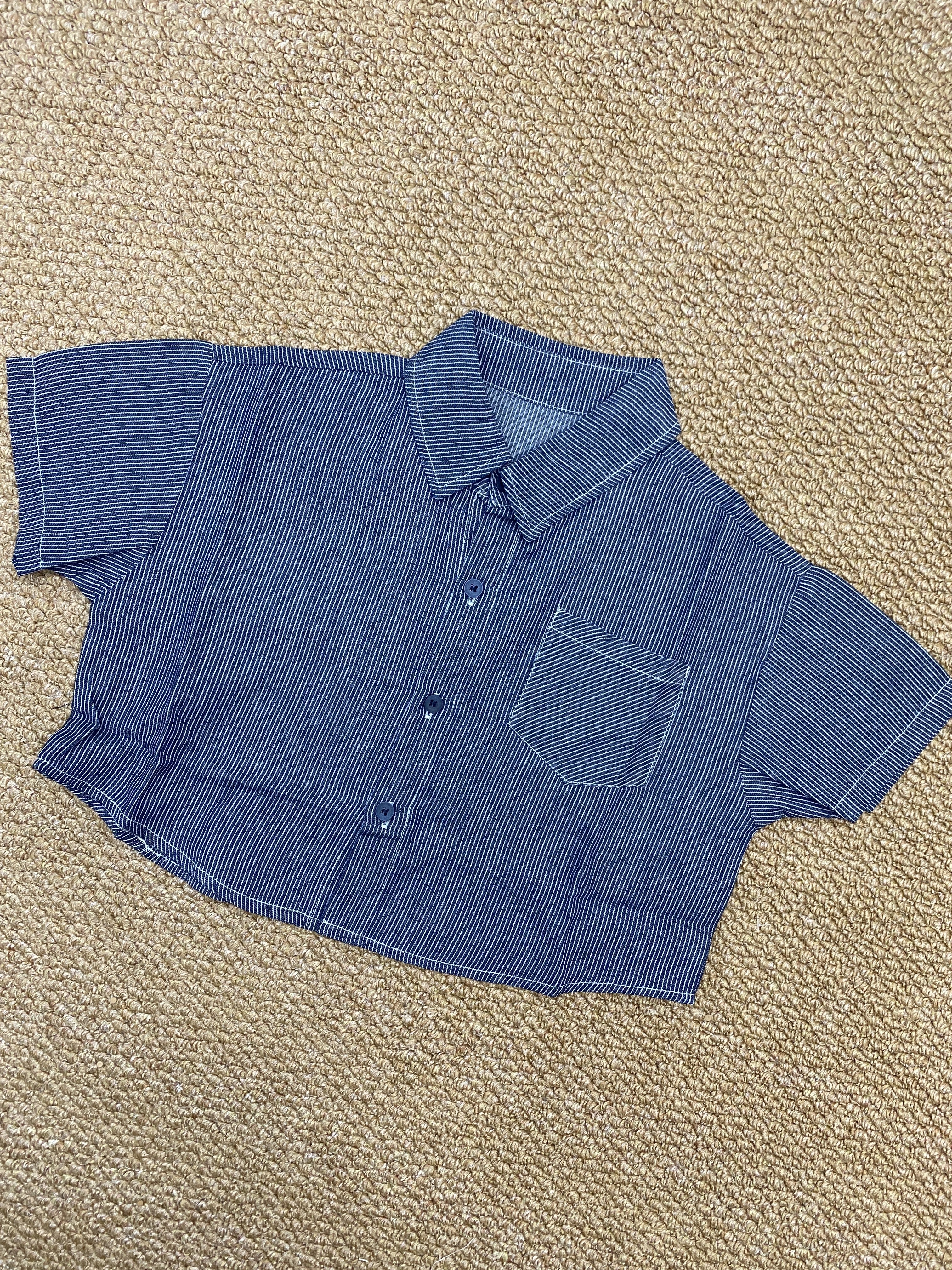 A04342條紋小口袋襯衫