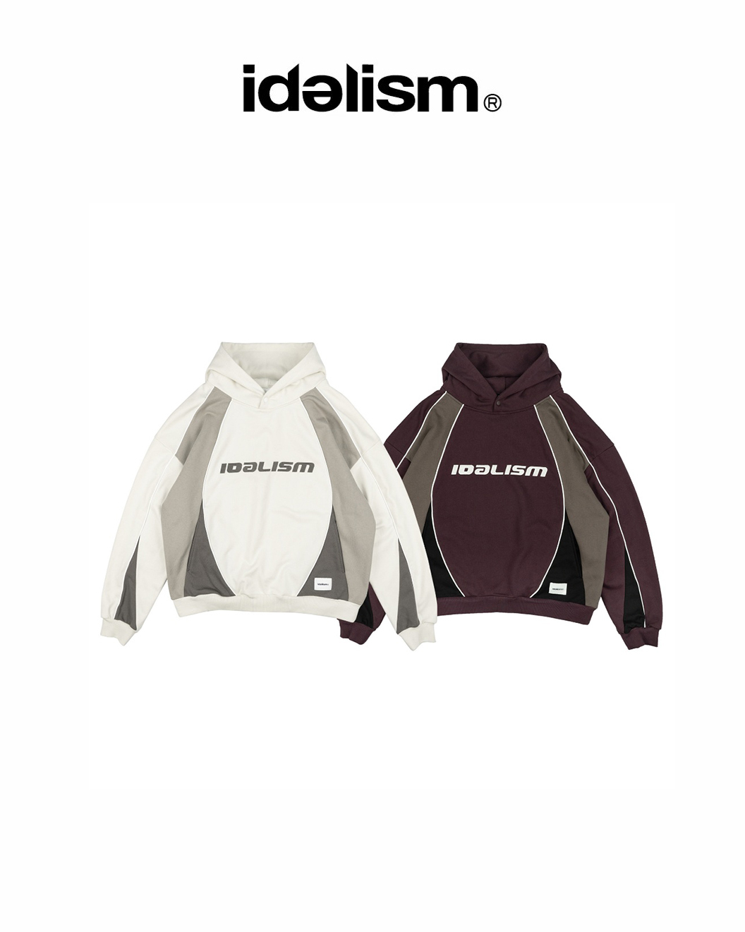 idealism 拼接 帽T 白/紫 25 A/W Crew Hoodie