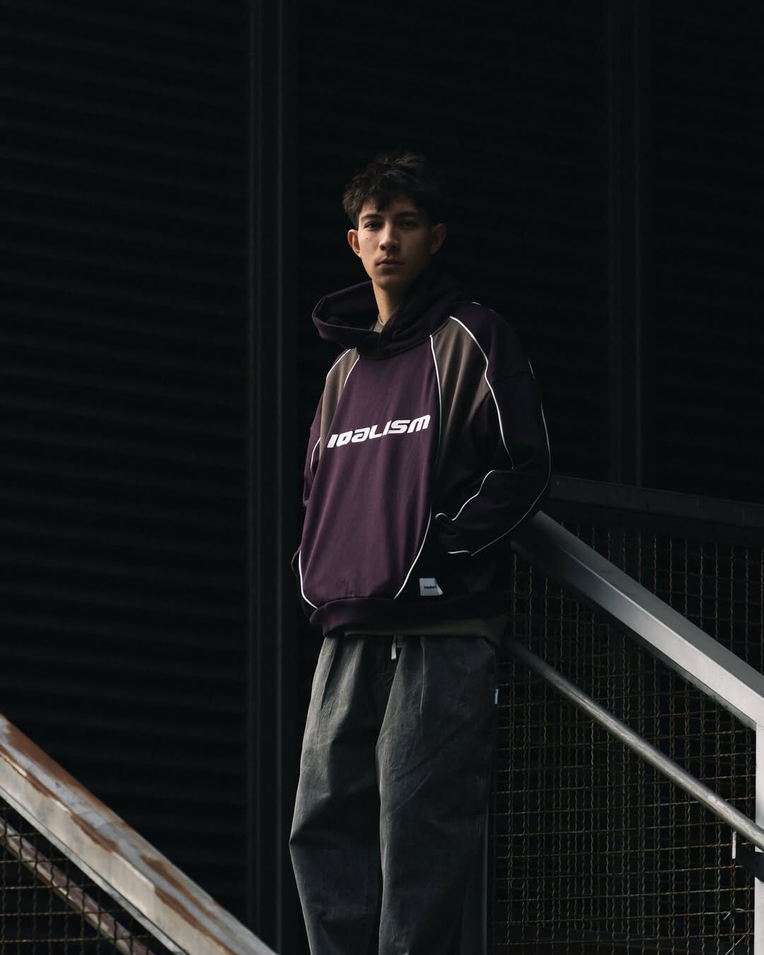 idealism 拼接 帽T 白/紫 25 A/W Crew Hoodie