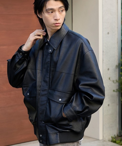 <限時折扣> 日本 MONO-MART 寬鬆 復古 皮革 外套 三色