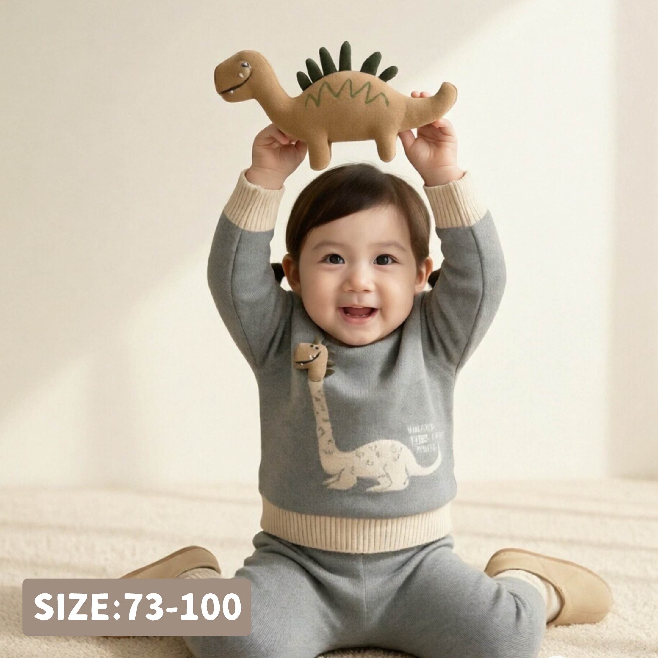 【H56242】立體卡通恐龍針織套裝＊二色