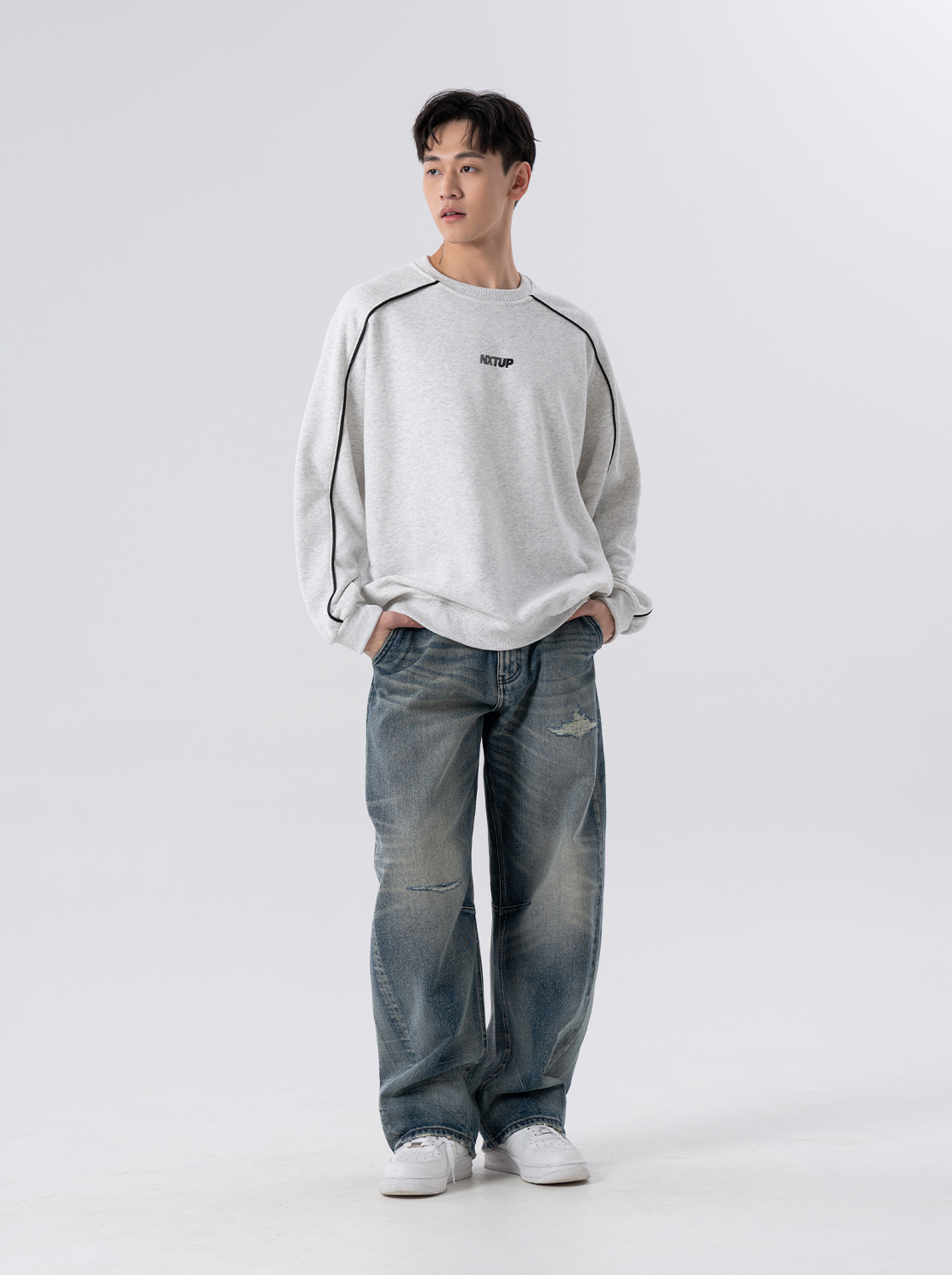 重度貓鬚水洗闊腿褲