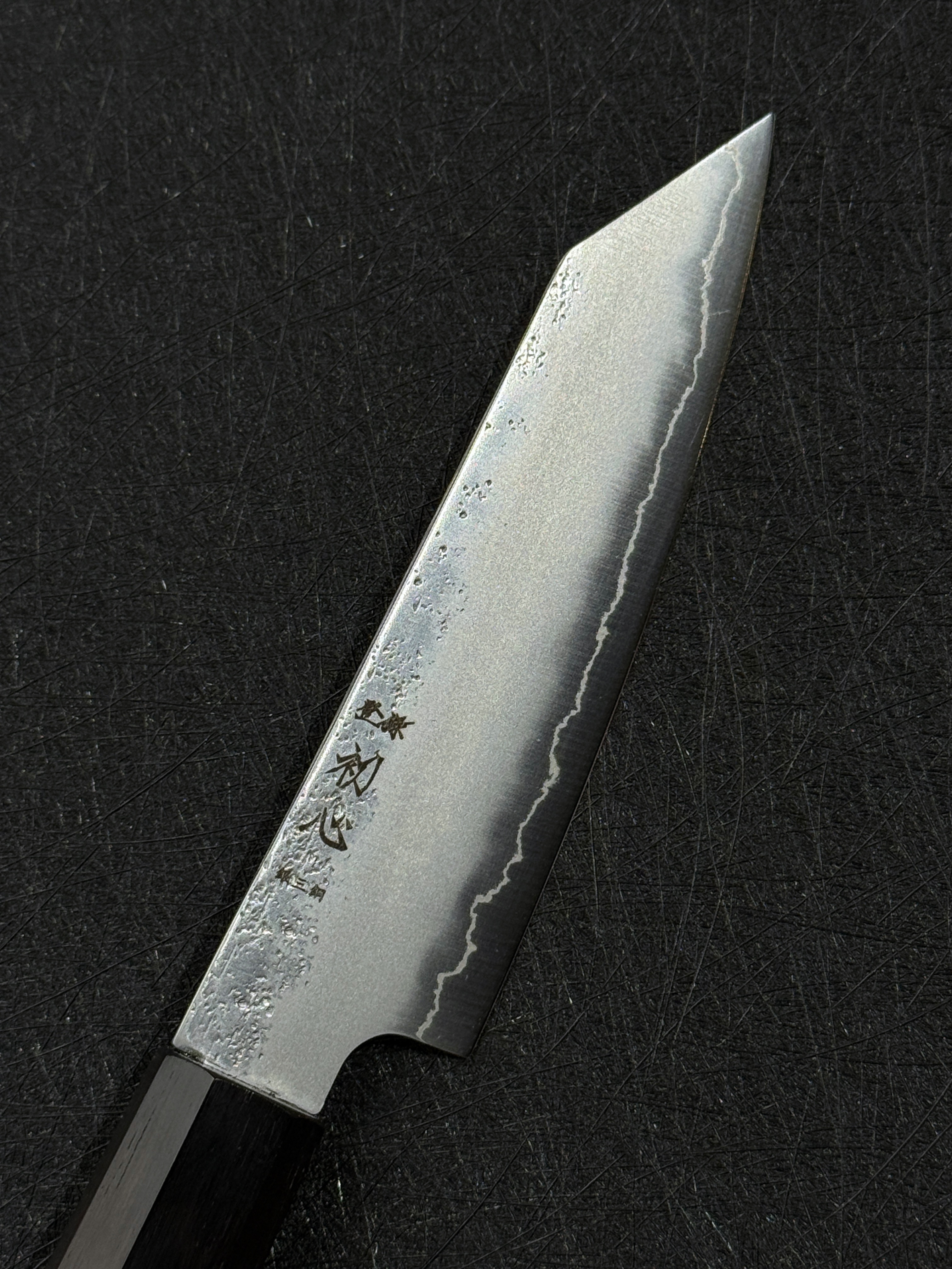 初心 銀嶺 銀三鋼 梨地 切付小刀 黑檀柄