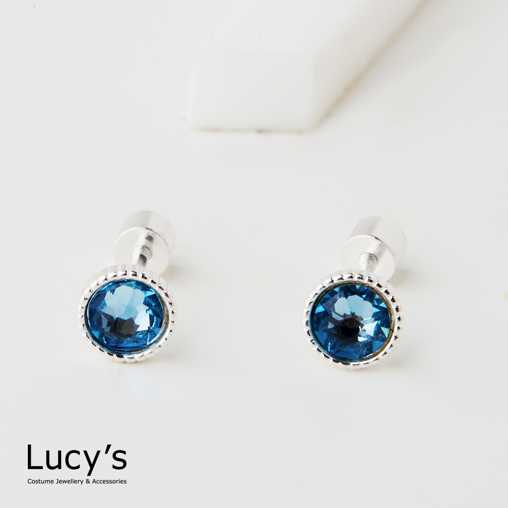 925純銀 晶點 轉珠耳環 (二色) (126510/126513)