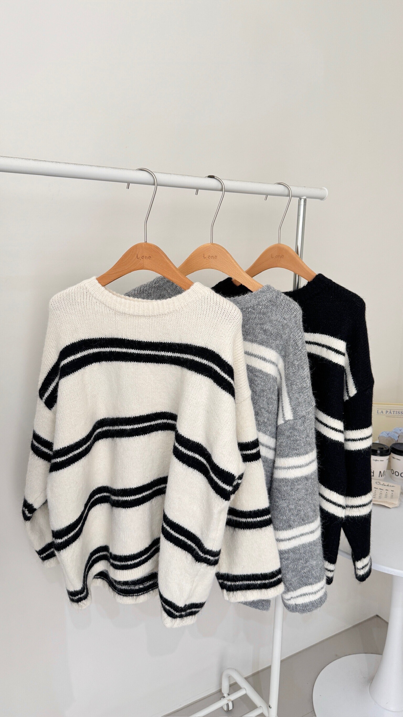 羊駝絨條紋針織上衣