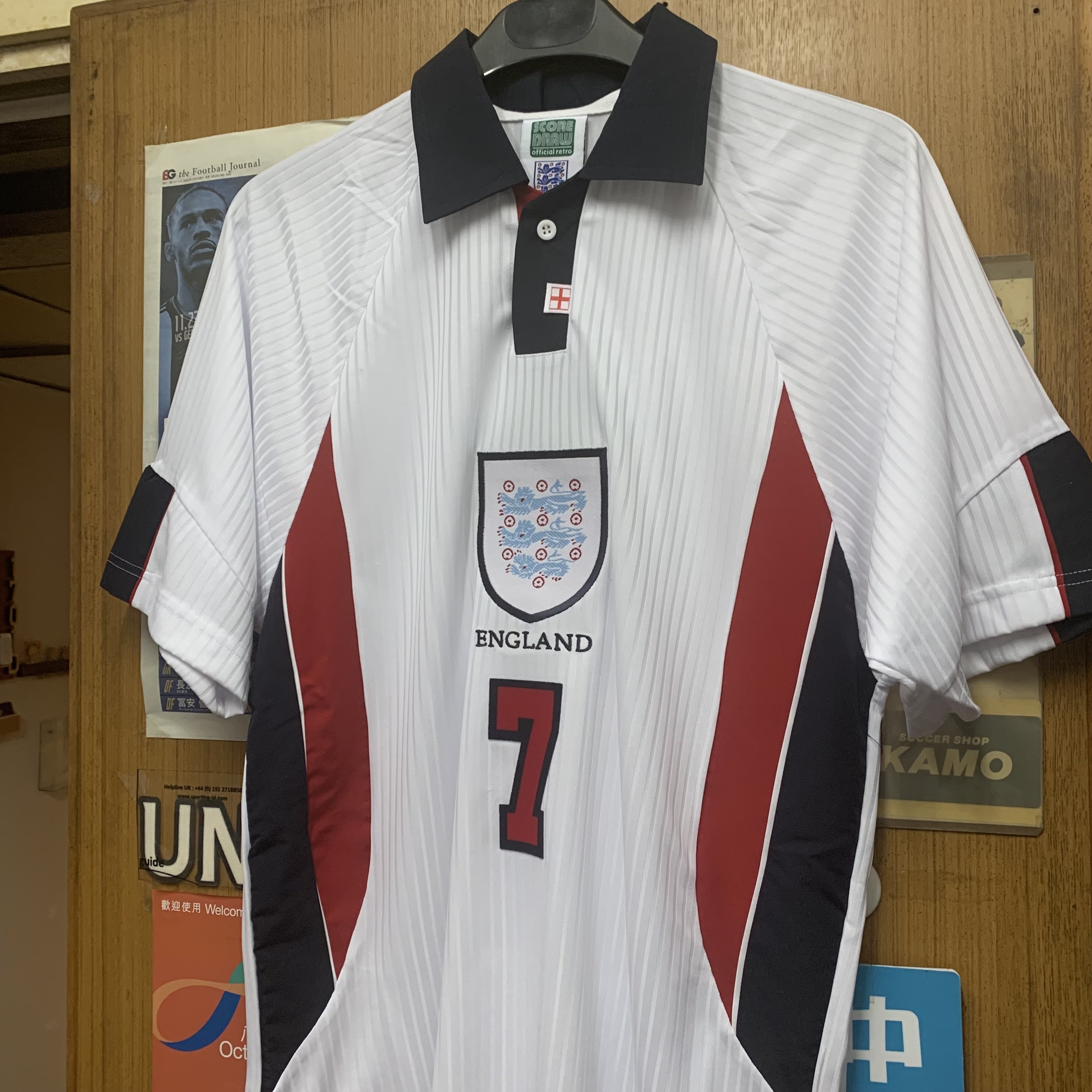 [新春優惠價$388] ScoreDraw 1998 England Retro Home Shirt with 7 BECKHAM