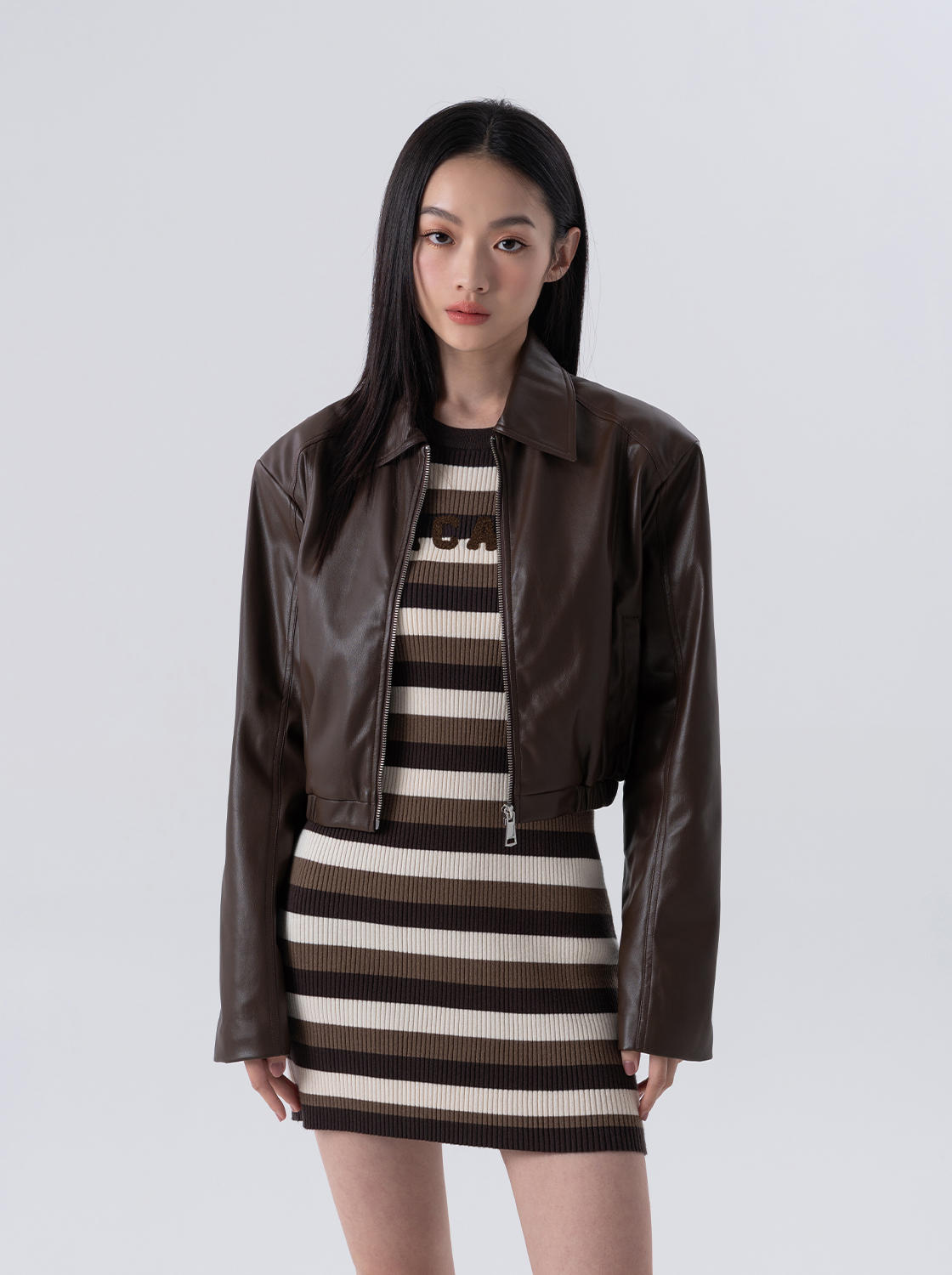 【第二件5折】美式校園風圓領毛織洋裝