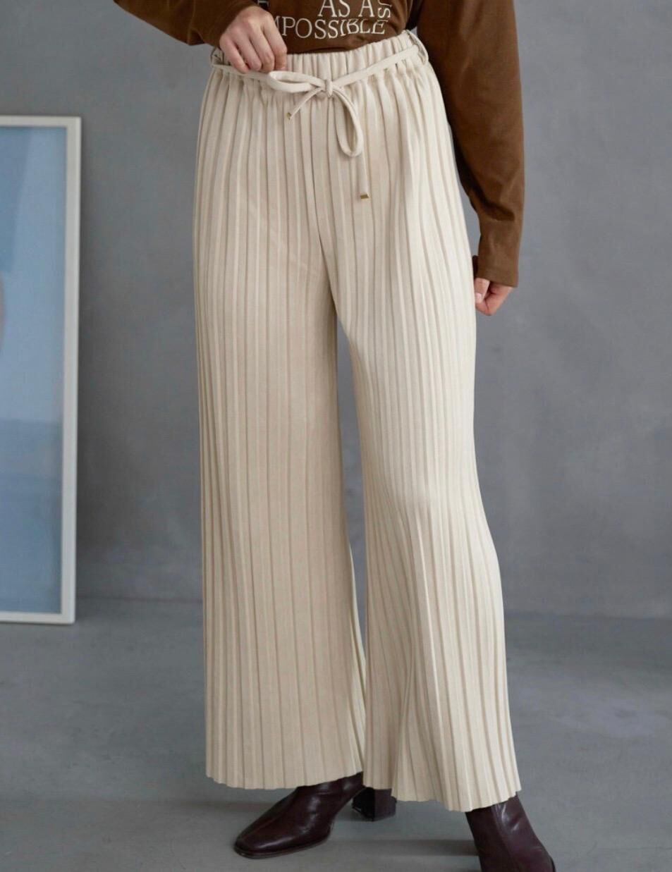 【預購】JN021202 法式慵懶壓褶寬褲
