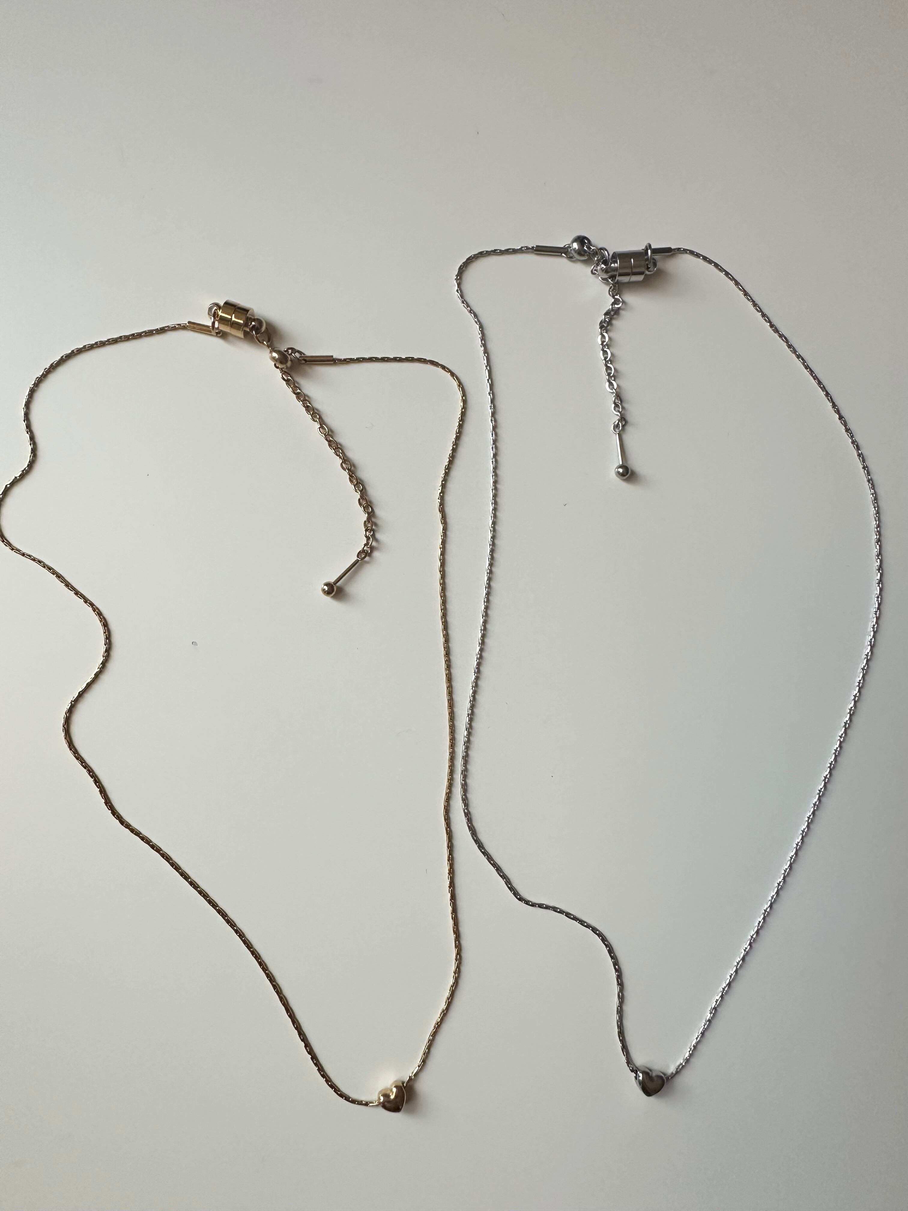 SS slide magnet heart bead necklace