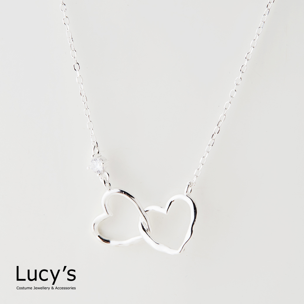 925純銀 雙子心 項鍊 (117805)