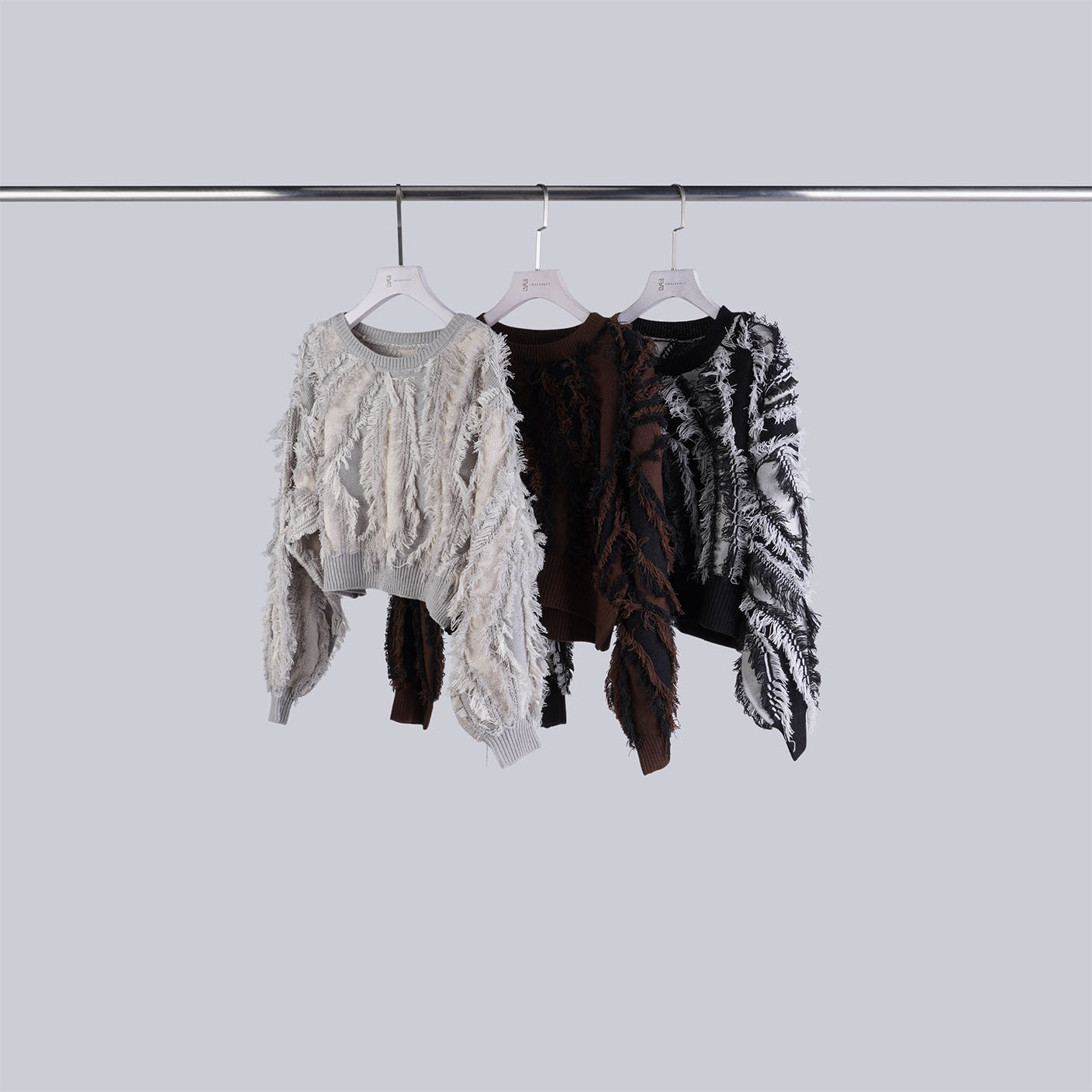 破壞感撞色拼接毛毛上衣 | 3色