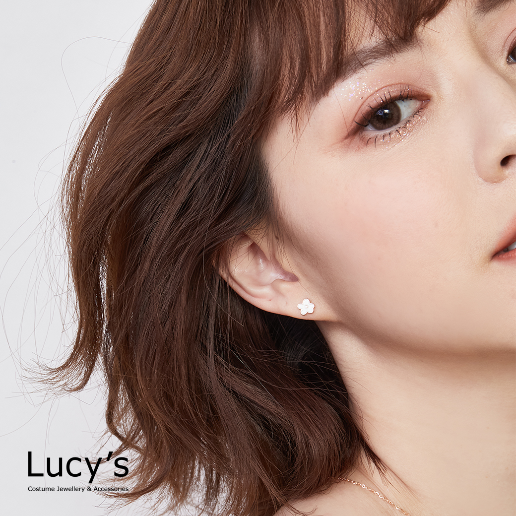 玫白小花 耳環 (122130)