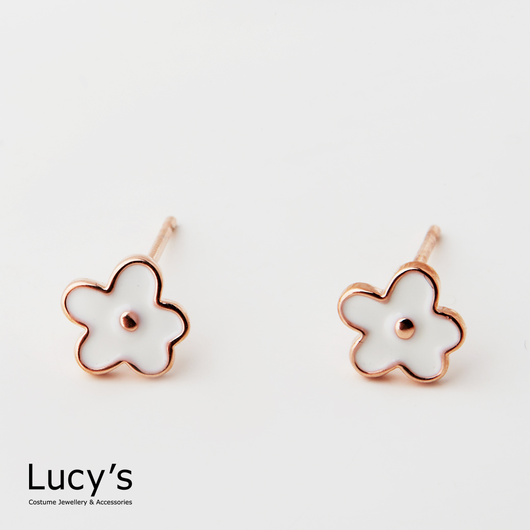 玫白小花 耳環 (122130)