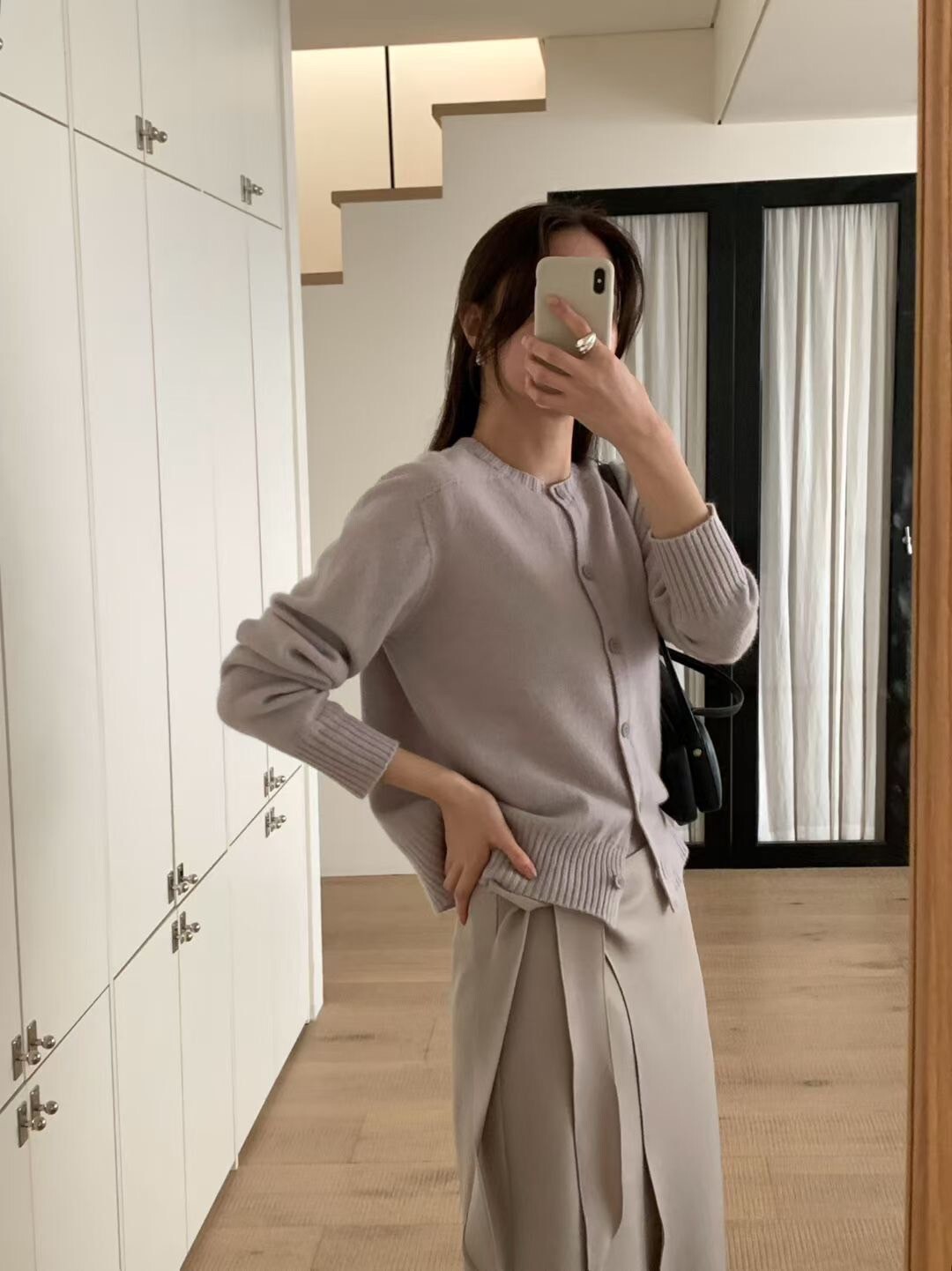 柔霧感同色系排釦圓領針織上衣外套 / 5色