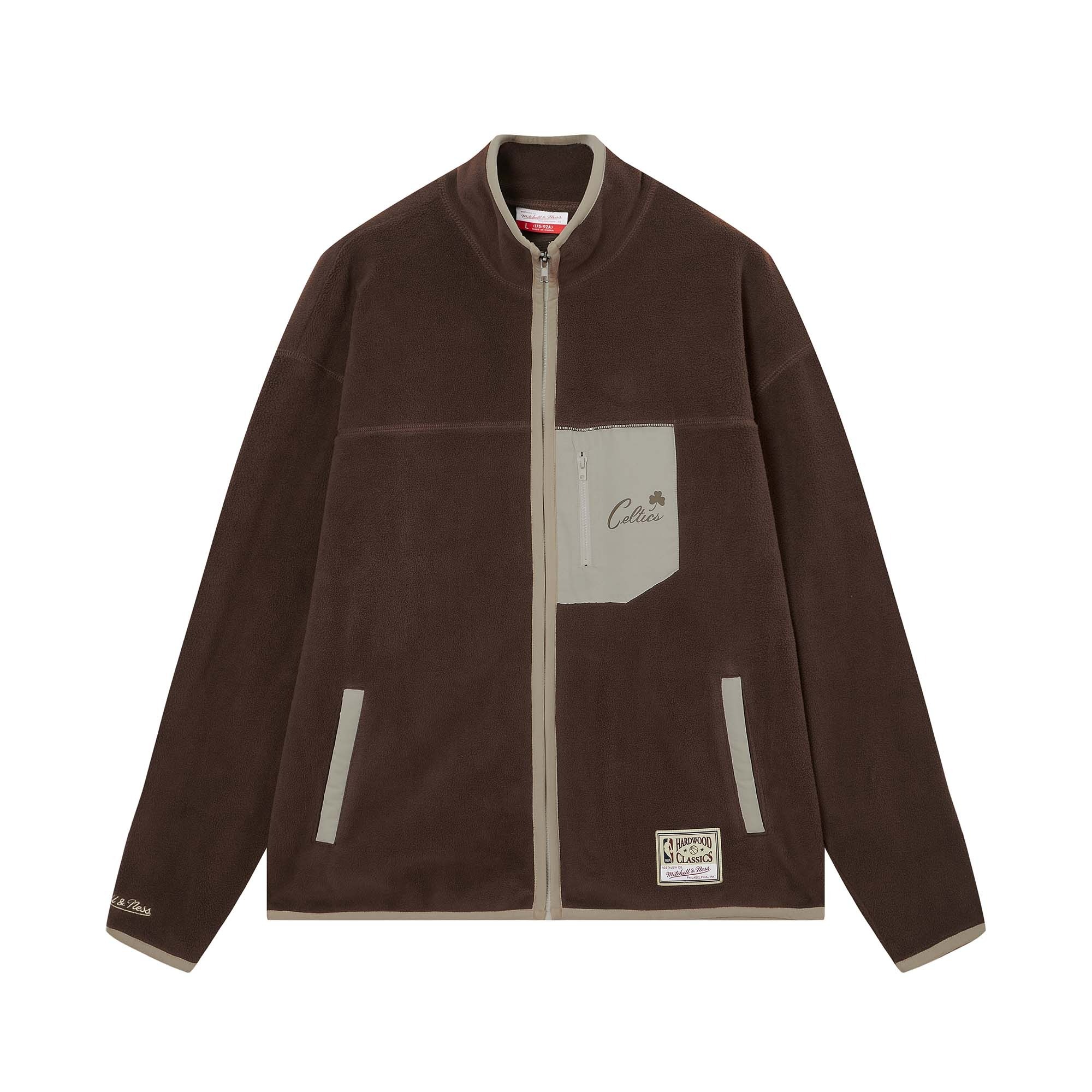 Mitchell & Ness NBA BOSTON CELTICS FLEECE JACKET 棕 賽爾提克 抓絨 微高領 外套【MN25BOU22J】