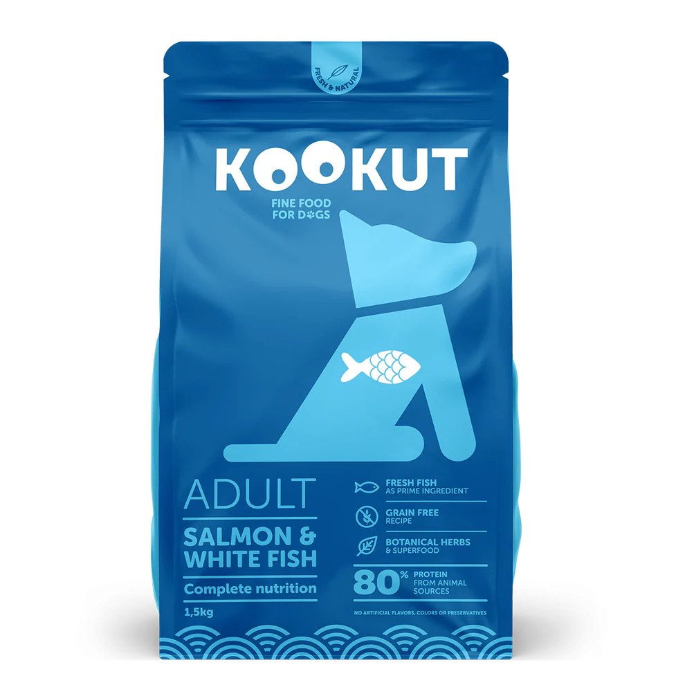 Kookut天然無穀物成狗糧 - 三文魚白魚 1.5kg