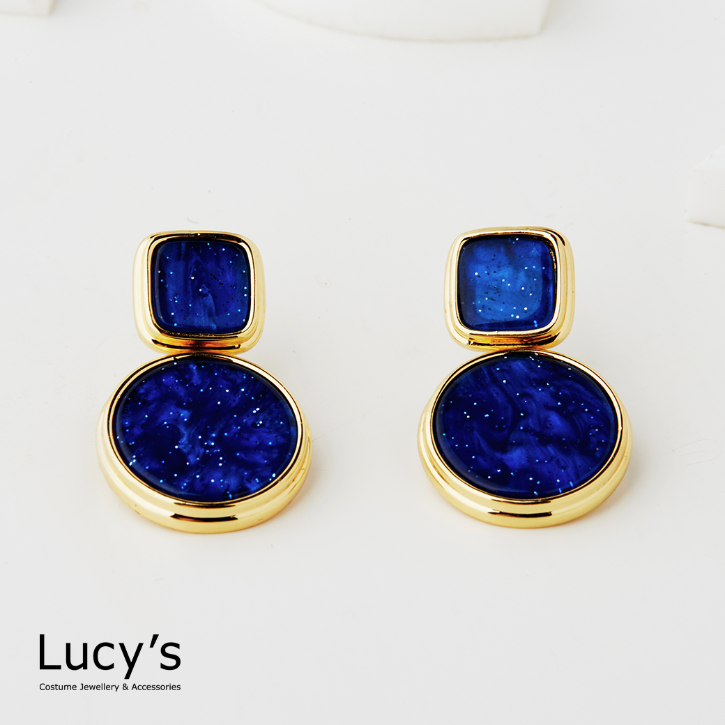 靛藍幾何 耳環 (128512)