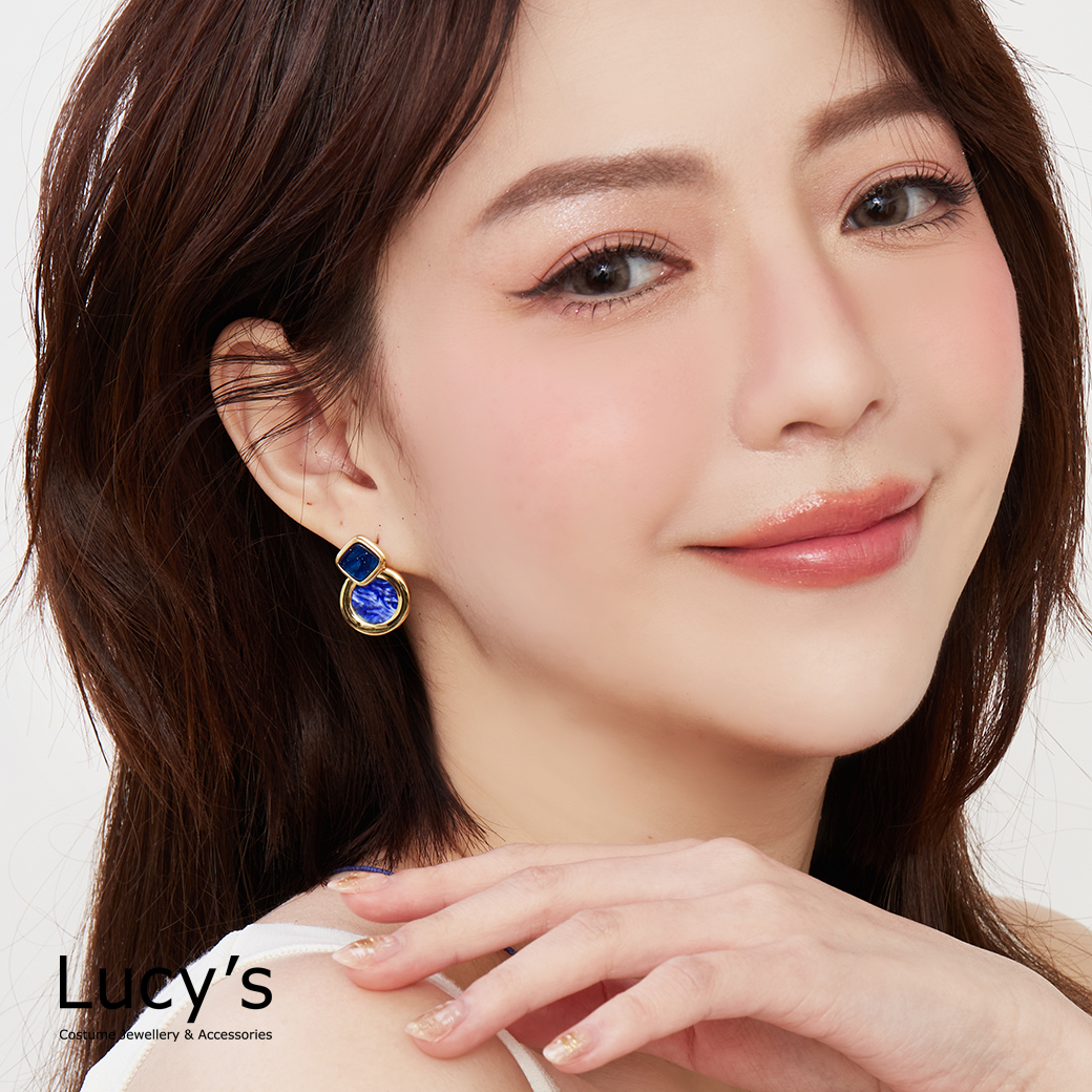 靛藍幾何 耳環 (128512)